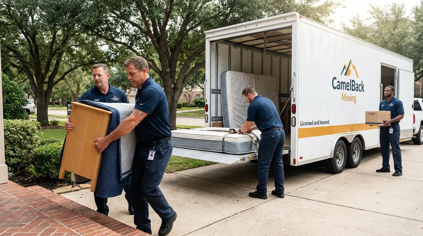 Crew loading residential truck for cross-state move from Maury, NC